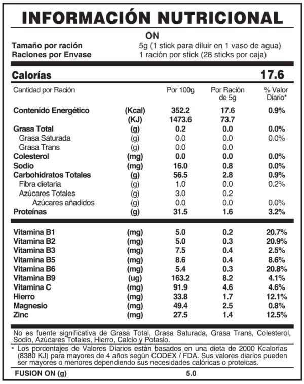 TABLA NUTRICIONAL ON